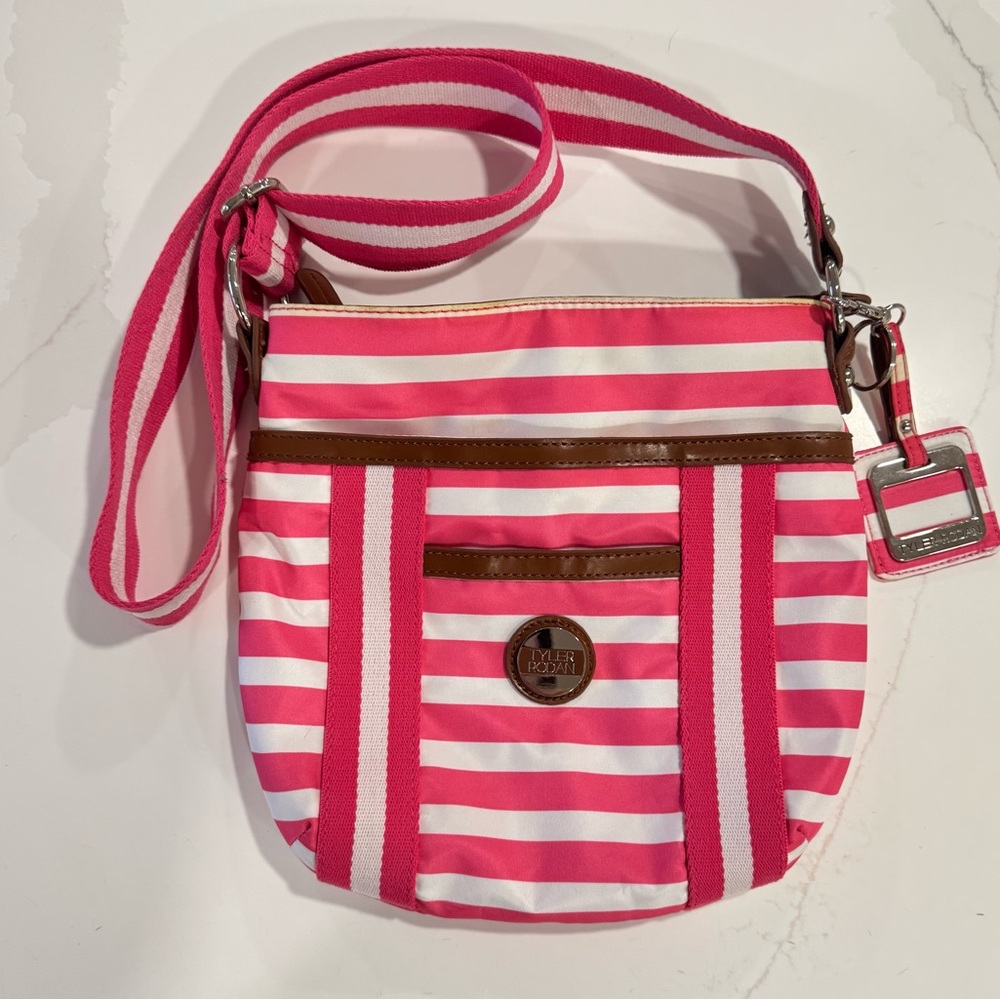Tyler Rodan Pink White Stripe Crossbody